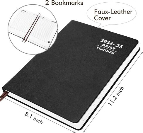 مخطط يومي كبير من KESOTE 2024-2025 صفحة كاملة في اليوم، جدول كل ساعة 8.5 بوصة × 11 بوصة مخطط يومي للمذكرات الأكاديمية 12 شهرًا (يوليو 2024 - يونيو 2025)، غلاف فني أسبوعي، جدول أعمال شهري، أسود in Kuwait