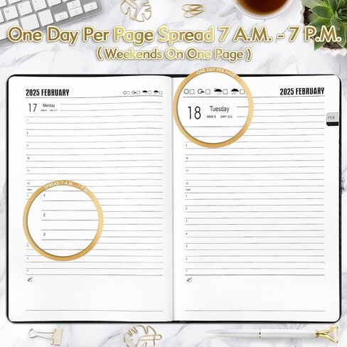 مخطط يومي كبير من KESOTE 2024-2025 صفحة كاملة في اليوم، جدول كل ساعة 8.5 بوصة × 11 بوصة مخطط يومي للمذكرات الأكاديمية 12 شهرًا (يوليو 2024 - يونيو 2025)، غلاف فني أسبوعي، جدول أعمال شهري، أسود in Kuwait