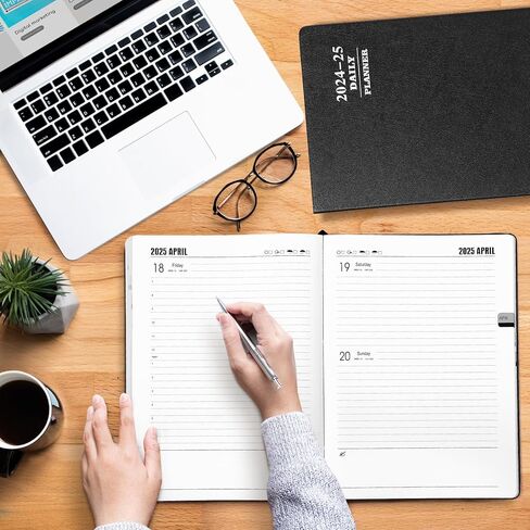 مخطط يومي كبير من KESOTE 2024-2025 صفحة كاملة في اليوم، جدول كل ساعة 8.5 بوصة × 11 بوصة مخطط يومي للمذكرات الأكاديمية 12 شهرًا (يوليو 2024 - يونيو 2025)، غلاف فني أسبوعي، جدول أعمال شهري، أسود in Kuwait