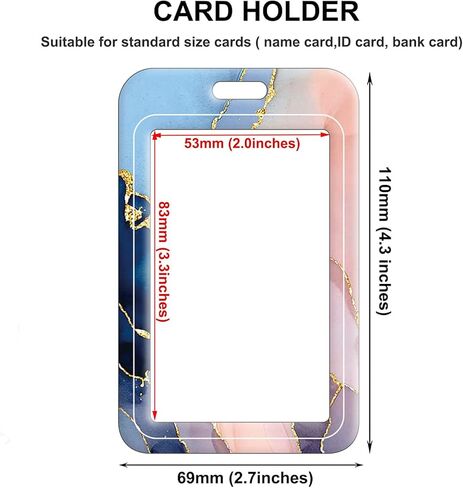 Badge Holder Retractable Badge Reel with Belt Clip, Vertical ID Name Card Badge Holder Case, Nurse Doctor Office School Teacher Name Credit Card Pocket(1P Pretty Marble) in Kuwait