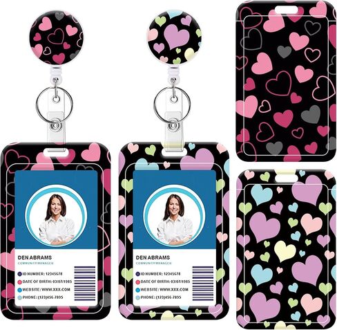 Badge Holder Retractable Badge Reel with Belt Clip, Vertical ID Name Card Badge Holder Case, Nurse Doctor Office School Teacher Name Credit Card Pocket(1P Pretty Marble) in Saudi Arabia