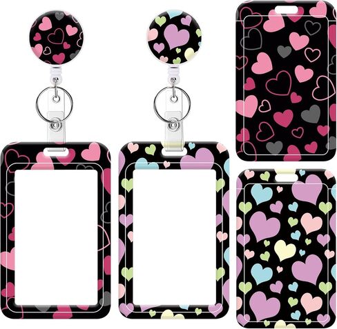 Badge Holder Retractable Badge Reel with Belt Clip, Vertical ID Name Card Badge Holder Case, Nurse Doctor Office School Teacher Name Credit Card Pocket(1P Pretty Marble) in Saudi Arabia
