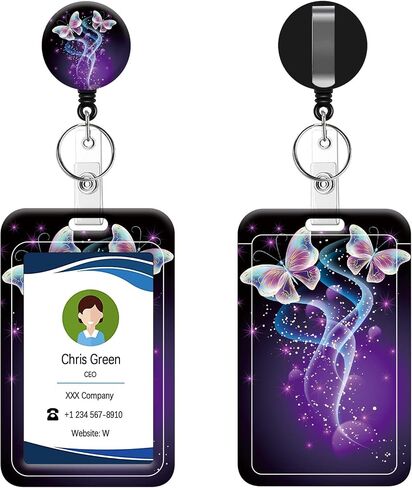 Badge Holder Retractable Badge Reel with Belt Clip, Vertical ID Name Card Badge Holder Case, Nurse Doctor Office School Teacher Name Credit Card Pocket(1P Pretty Marble) in Saudi Arabia