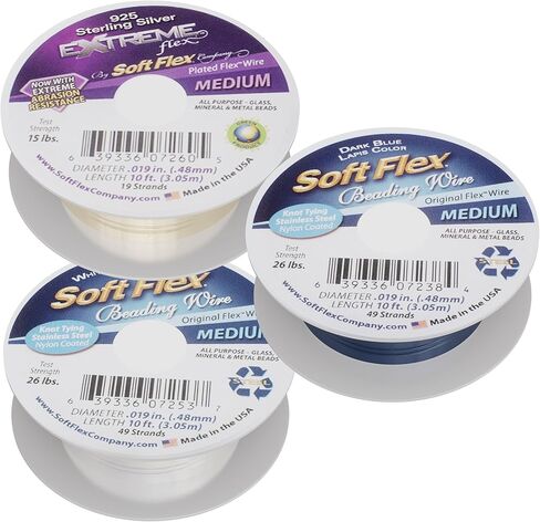 Soft Flex 49 Strand Trios Bead Stringing Wire - Medium 0.19 Diameter - Assorted Nylon Wire in Saudi Arabia