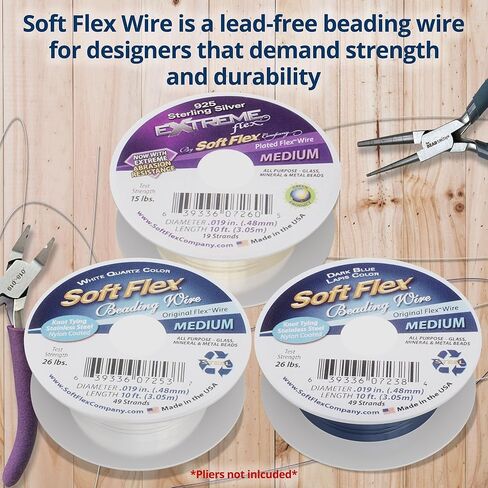Soft Flex 49 Strand Trios Bead Stringing Wire - Medium 0.19 Diameter - Assorted Nylon Wire in Saudi Arabia
