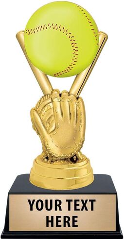 Crown Awards Softball Trophies with Custom Engraving, 6" Personalized Colorific Softball Trophy On Black Base Prime in Saudi Arabia