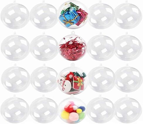 20 Pack Clear Ornaments Balls,Accfore DIY Plastic Fillable Christmas Decorations Tree Balls Baubles Craft Transparent Ball Gifts for Christmas Wedding Party New Years Present Home Decor,50mm in Saudi Arabia