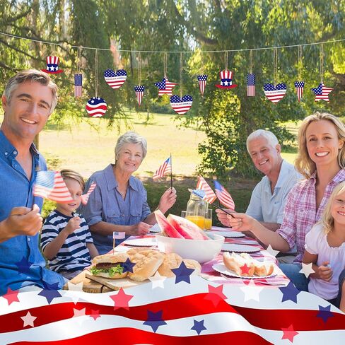 30 Pieces 4th of July Ornaments Patriotic Ornaments Labor Day Ornaments Hanging Wooden Ornaments Patriotic Hanging Decorations for Indoor Outdoor Independence Day Labor Day Party Decor in Kuwait