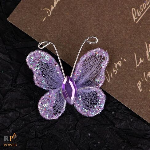 RP Remarkable Power, 50 Pack Purple Pink Sheer Mesh Wire Glitter Butterfly Organza Butterflies with Gem for Wedding Home Party Decoration in Saudi Arabia