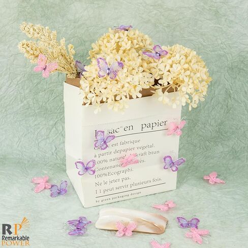 RP Remarkable Power, 50 Pack Purple Pink Sheer Mesh Wire Glitter Butterfly Organza Butterflies with Gem for Wedding Home Party Decoration in Saudi Arabia