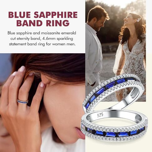 Emerald Cut Channel Set Moissanite Wedding Band 925 Sterling Silver 1 Carat Baguette Moissanite Eternity Band Rings for Women Men (with Gift Box) in Saudi Arabia
