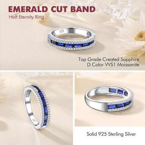 Emerald Cut Channel Set Moissanite Wedding Band 925 Sterling Silver 1 Carat Baguette Moissanite Eternity Band Rings for Women Men (with Gift Box) in Saudi Arabia
