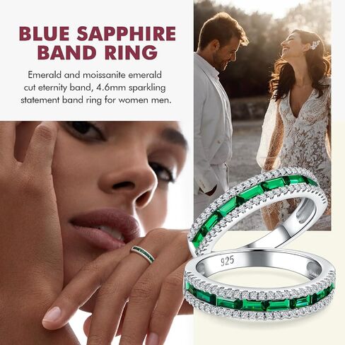 Emerald Cut Channel Set Moissanite Wedding Band 925 Sterling Silver 1 Carat Baguette Moissanite Eternity Band Rings for Women Men (with Gift Box) in Saudi Arabia