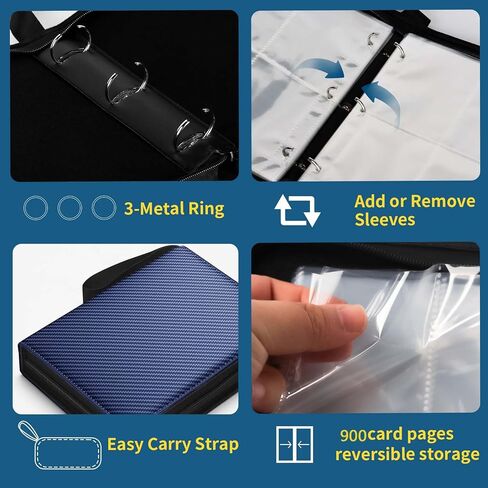 Card Binder for pokemon Cards,9-Pocket Card Binder,Card Binder with 50 Removable Sleeves Can Collection Fits 900 standard,DisplayStorage Carrying Case Gifts for Children in Saudi Arabia