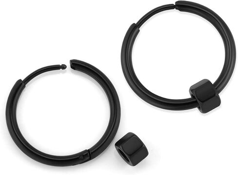 Zysta 4/6 Pairs Bead Ball Hoop Earrings 10-20mm Diameter Rose Gold Black Silver Round Stainless Steel Piercing Loop Huggie 18G Gauge in Saudi Arabia