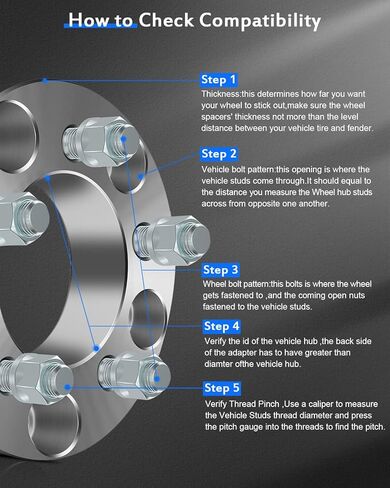 ECCPP 4PCS 1.5" inch Wheel Adapters 5 Lug 5x135 to 5x4.5 87.1mm fits for Ford Expedition for Ford F150 for Blackwood with 12x1.5 Studs in Saudi Arabia