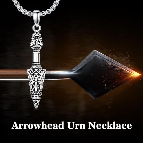 رأس السهم جرة قلادة للرماد 925 الفضة الاسترليني سلتيك رأس السهم الحرق قلادة قلادة رأس السهم التذكاري تذكار مجوهرات هدايا للرجال الأب in Kuwait