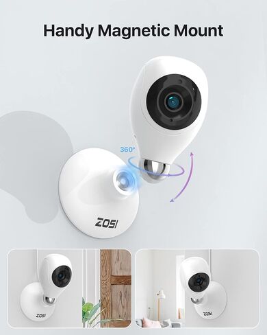 ZOSI 2K WiFi Indoor Security Camera,C611 Plug-in Baby Monitor/Nanny/Pet Cam with Phone app,Night Vision,2 Way Audio,Motion Detection,Cloud & SD Card Storage,Works with Alexa,24/7 Home Surveillance in Saudi Arabia