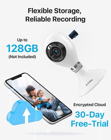 ZOSI 2K WiFi Indoor Security Camera,C611 Plug-in Baby Monitor/Nanny/Pet Cam with Phone app,Night Vision,2 Way Audio,Motion Detection,Cloud & SD Card Storage,Works with Alexa,24/7 Home Surveillance in Saudi Arabia