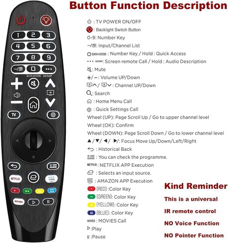 Replacement for LG TV Remote Control Compatible for All LG Smart TVs, Universal Backlit Remote Control Replacement for LG Magic and Infrared Remote in Saudi Arabia
