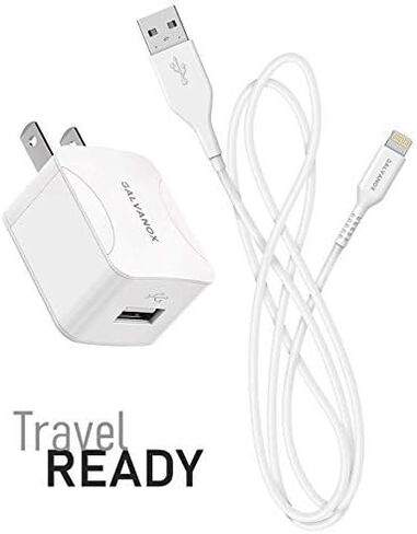 Galvanox iPhone Charger with Wall Plug (10W Single Port) MFi Apple Certified Lightning to USB Cable Charging Cord and Outlet Power Adapter for iPhone 7/8 Plus/X/XR/Xs/11/12/13/14 Plus/14 Pro Max in Saudi Arabia