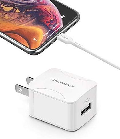 Galvanox iPhone Charger with Wall Plug (10W Single Port) MFi Apple Certified Lightning to USB Cable Charging Cord and Outlet Power Adapter for iPhone 7/8 Plus/X/XR/Xs/11/12/13/14 Plus/14 Pro Max in Saudi Arabia