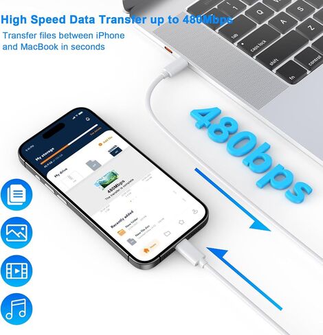 iPhone 15 Pro Max Fast Charger, 2 Pack Dual Port PD+QC3.0 Wall Charger Fast Charging with 10FT Long USB C Charging Cord Compatible for iPhone 15/15 Plus/15 Pro/15 Pro Max, iPad Pro/Air/Mini in Kuwait