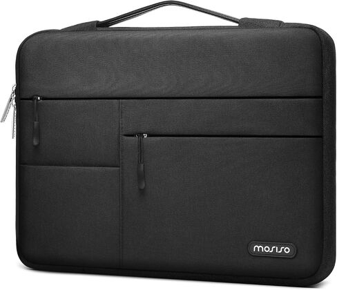 MOSISO 360 Protective Laptop Sleeve Compatible with MacBook Air/Pro, 13-13.3 inch Notebook, Compatible with MacBook Pro 14 inch M3 M2 M1 Chip 2023-2021 with Belt&3 Horizontal Parallel Pockets, Black in Saudi Arabia