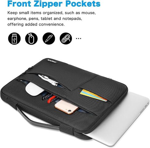 MOSISO 360 Protective Laptop Sleeve Compatible with MacBook Air/Pro, 13-13.3 inch Notebook, Compatible with MacBook Pro 14 inch M3 M2 M1 Chip 2023-2021 with Belt&3 Horizontal Parallel Pockets, Black in Saudi Arabia