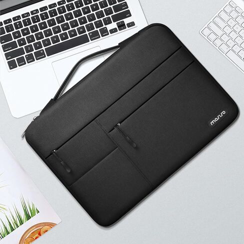MOSISO 360 Protective Laptop Sleeve Compatible with MacBook Air/Pro, 13-13.3 inch Notebook, Compatible with MacBook Pro 14 inch M3 M2 M1 Chip 2023-2021 with Belt&3 Horizontal Parallel Pockets, Black in Saudi Arabia
