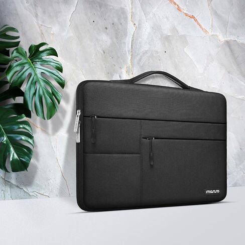 MOSISO 360 Protective Laptop Sleeve Compatible with MacBook Air/Pro, 13-13.3 inch Notebook, Compatible with MacBook Pro 14 inch M3 M2 M1 Chip 2023-2021 with Belt&3 Horizontal Parallel Pockets, Black in Saudi Arabia