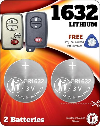 Key Fob Battery for Toyota Lexus Subaru CR1632 (2 Pack) OEM Remote Replacement Camry Highlander BRZ 4Runner Prius C Venza LX GX RX Smart Key (HYQ14ACX) Check Fitment Guide in Saudi Arabia