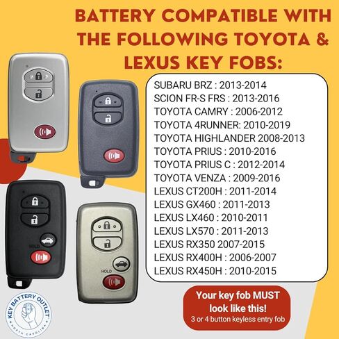 Key Fob Battery for Toyota Lexus Subaru CR1632 (2 Pack) OEM Remote Replacement Camry Highlander BRZ 4Runner Prius C Venza LX GX RX Smart Key (HYQ14ACX) Check Fitment Guide in Saudi Arabia