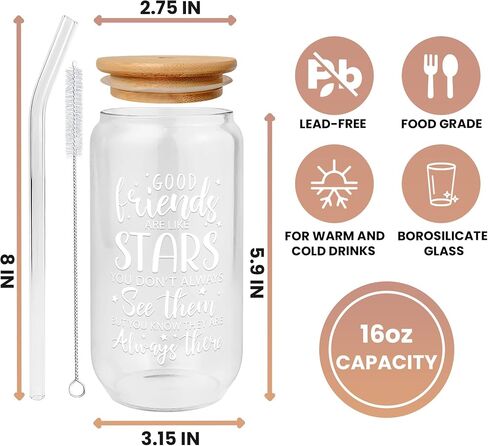 Gifts for Friends Female - Friendship Gifts for Women Friends, Bestie Gifts for Women - Best Friend Birthday Gifts for Women Friendship - Mothers Day Gifts for Friend Female - 16 Oz Can Glass in Kuwait
