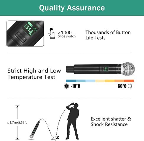 Wireless Microphone System, 4-Channel UHF Professional Mic, Automatically Pair Metal Cordless Mic with 4 Metal Handheld Microphones, 400ft Range, for Singing, Karaoke, Party in Saudi Arabia