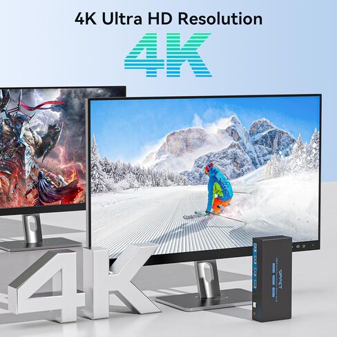 HDMI KVM Switch 2 Monitors 2 Computers 4K@30Hz USB 2.0 KVM Switch Dual Monitor for 2 Computers Share 2 Monitors and 4 USB Devices Support Extended/Copy Mode with 2 USB Cables&Desktop Controller in Kuwait