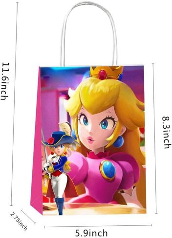 12 قطعة من أكياس هدايا حفلات الأميرة الخوخ من SQDDG مع مقابض، لوازم حفلات أعياد ميلاد الأميرة الخوخ لديكورات حفلات الأميرة الخوخ in Kuwait