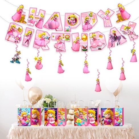 12 قطعة من أكياس هدايا حفلات الأميرة الخوخ من SQDDG مع مقابض، لوازم حفلات أعياد ميلاد الأميرة الخوخ لديكورات حفلات الأميرة الخوخ in Kuwait