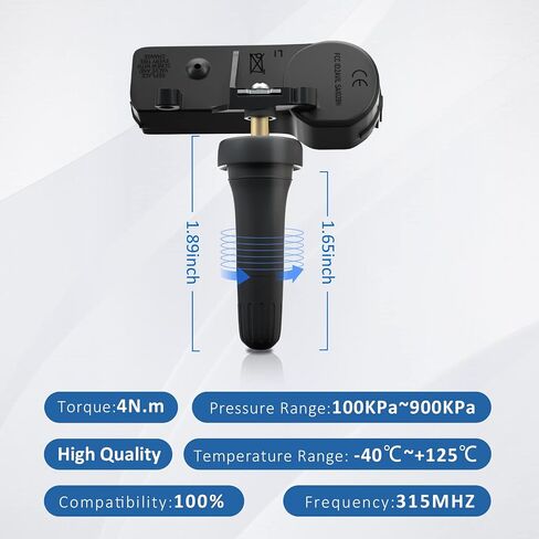 TPMS Sensors 315MHz 4 Pack for Ford, Lincoln, Mercury, Mazda - Pre-Programmed Tire Pressure Sensor, OE: DE8T-1A180-AA 9L3Z-1A-189-A - Keep Your Tires Safe with Tire Pressure Monitoring System in Saudi Arabia