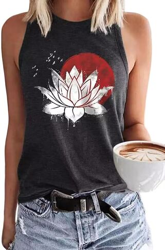 Lotus Flower Tank Tops for Women Vintage Meditation Yoga Shirts Boho Graphic Sleeveless Summer Tanks Racerback Tops in Saudi Arabia
