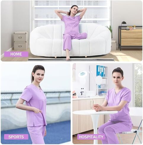 Scrubs for Women Set V-Neck Scrub Top & Jogger Pants Nursing Medical Uniform Stretch Workwear with Multi Pockets in Saudi Arabia