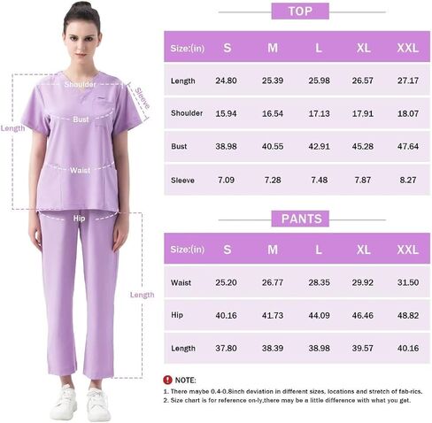 Scrubs for Women Set V-Neck Scrub Top & Jogger Pants Nursing Medical Uniform Stretch Workwear with Multi Pockets in Saudi Arabia
