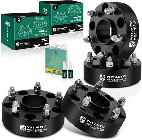 YHTAUTO 5x5.5 Hub Centric Wheel Spacers 1.5 inch Compatible with Ram 1500 2012-2018, Ram 1500 Classic 2019-2023 Tire Spacers w/ M14x1.5 Studs, 77.8mm Hub Bore 5 Lug 2PCS Black Wheel Adapters in Saudi Arabia