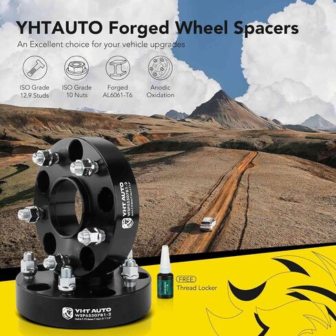 YHTAUTO 5x5.5 Hub Centric Wheel Spacers 1.5 inch Compatible with Ram 1500 2012-2018, Ram 1500 Classic 2019-2023 Tire Spacers w/ M14x1.5 Studs, 77.8mm Hub Bore 5 Lug 2PCS Black Wheel Adapters in Saudi Arabia