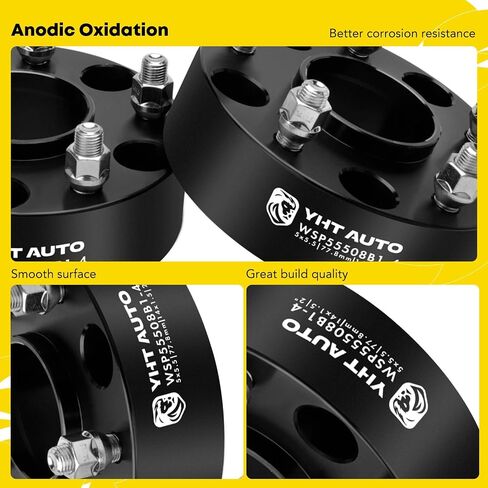 YHTAUTO 5x5.5 Hub Centric Wheel Spacers 1.5 inch Compatible with Ram 1500 2012-2018, Ram 1500 Classic 2019-2023 Tire Spacers w/ M14x1.5 Studs, 77.8mm Hub Bore 5 Lug 2PCS Black Wheel Adapters in Saudi Arabia