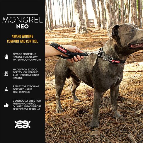 EzyDog Neo Mongrel Short Dog Leash for Large Dogs - Reflective Stitching for Nighttime Safety with a Heavy Duty Snap Hook for Comfort and Control - Add an Extension for a Full Size Leash (Red) in Saudi Arabia