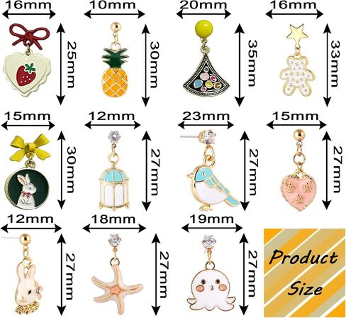 Cute Fun Dangle Earrings Set for Girls and Women with Small Funny Kawaii Drops 8 packs for Teen Girls Jewelry Christmas Back to School Gift in Saudi Arabia
