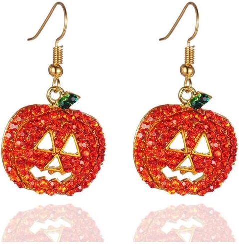 Halloween Creative Earrings for Women & Girl 14K Gold Plated Luxury Full of Diamond Earrings Personality Fun Party Earrings in Saudi Arabia