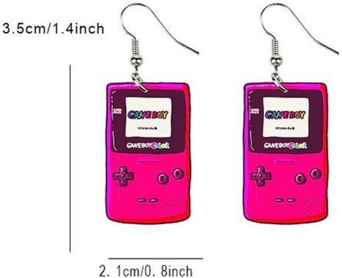 70s 80s Hot Pink Acrylic Mobile Phone Radio Games Console Skating Shoes Dangle Drop Earrings for Women Teen Girls Retro Cartoon Funny Colorful Neon Resin Machine Toy Earrings for 1980s Party Halloween Jewelry Gifts in Saudi Arabia