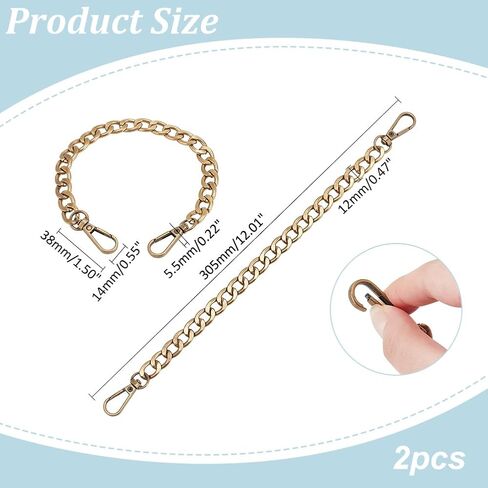 PH PandaHall 2pcs 12 inch Aluminum Chain Strap Antique Bronze Bag Purse Chain, Extender Chain Shoulder Bag Strap Replacement Handles with Metal Clasps for Women Handbag Bag Purse Making in Kuwait